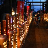 境内照らす「竹あかり」 芳賀の八雲神社で24日まで 集大成の150本