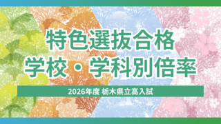 2026年度栃木県立高校入試「特色選抜」合格内定状況　学校・学科別の倍率一覧